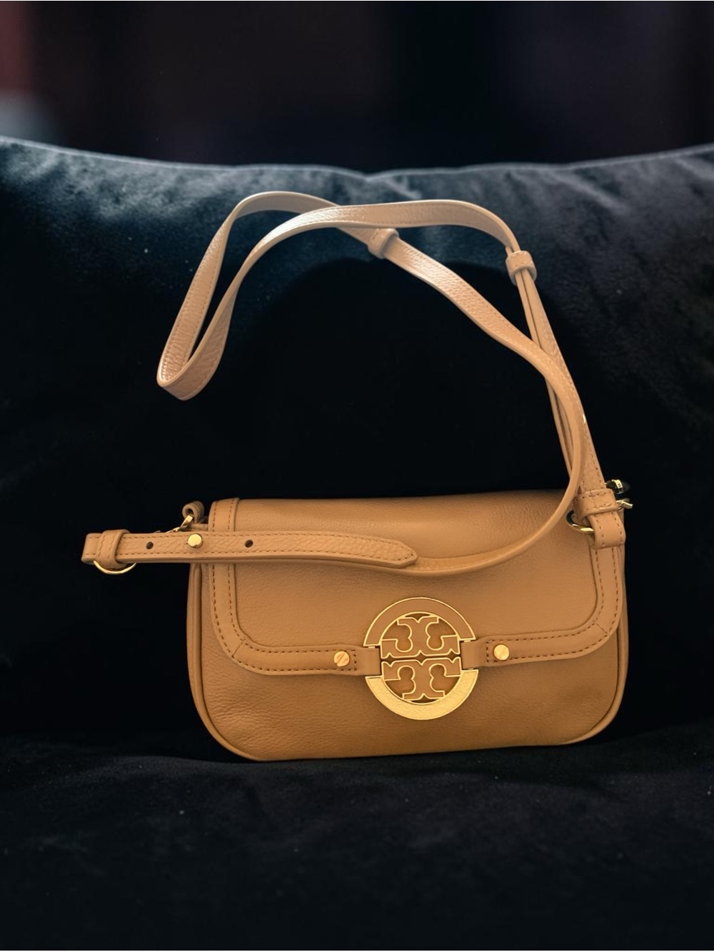 Tory Burch Tan Leather Crossbody with Gold Logo